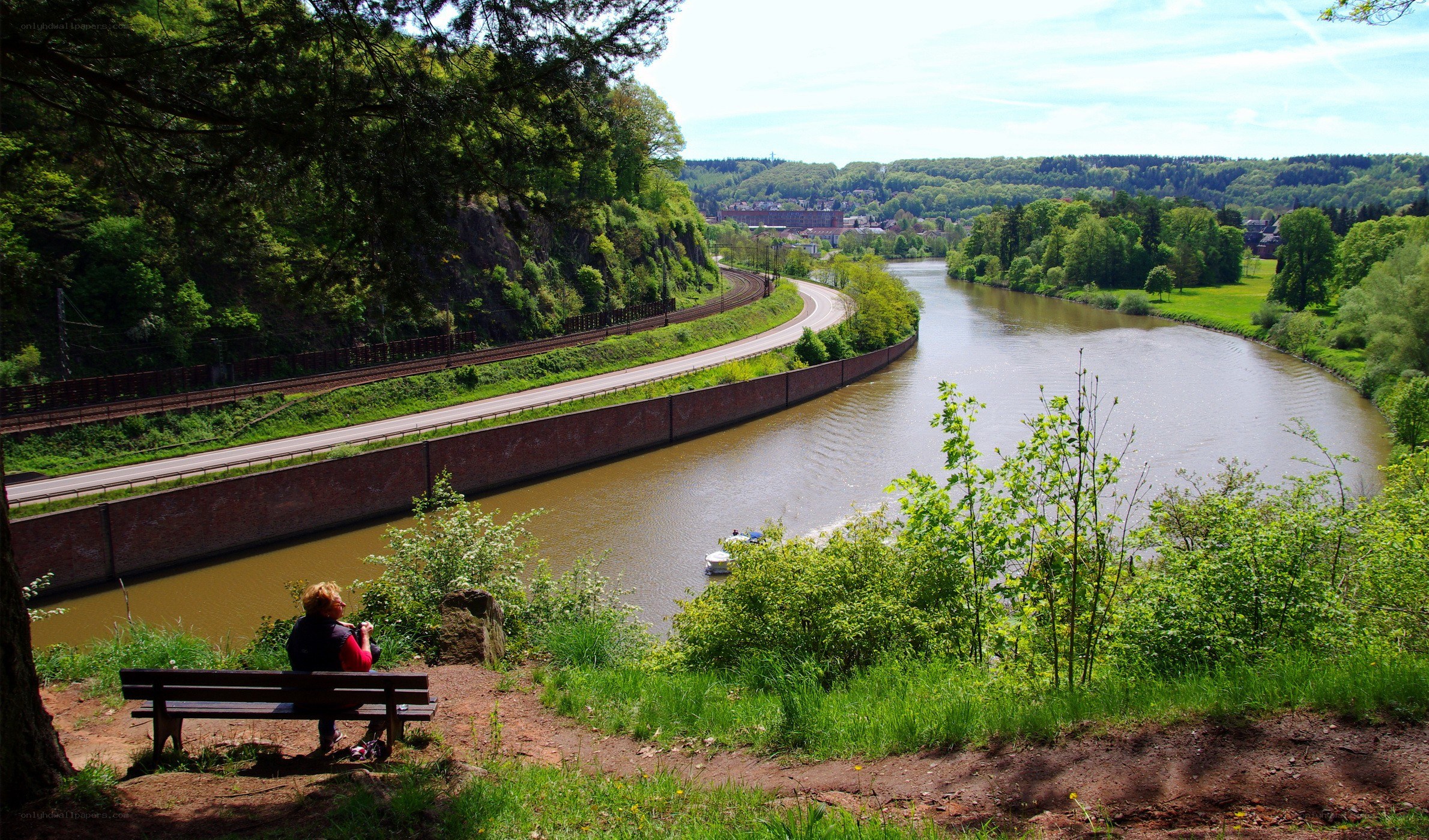 River bend with train tracks