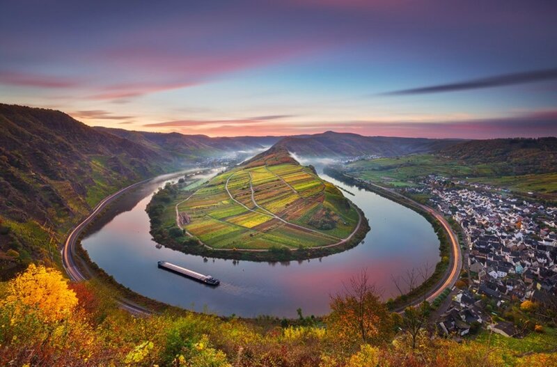 River Bend with Vineyards — Purple