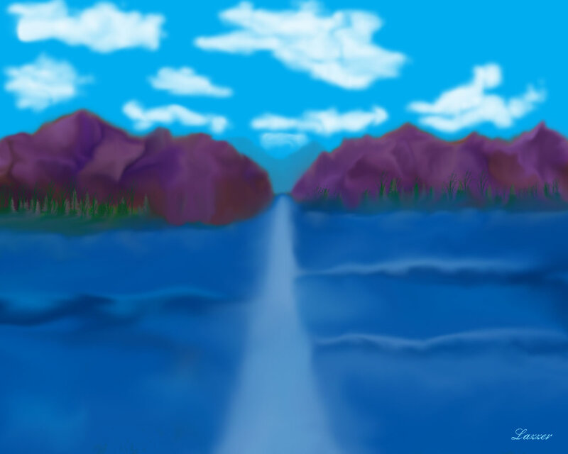 River Between Purple Mountains