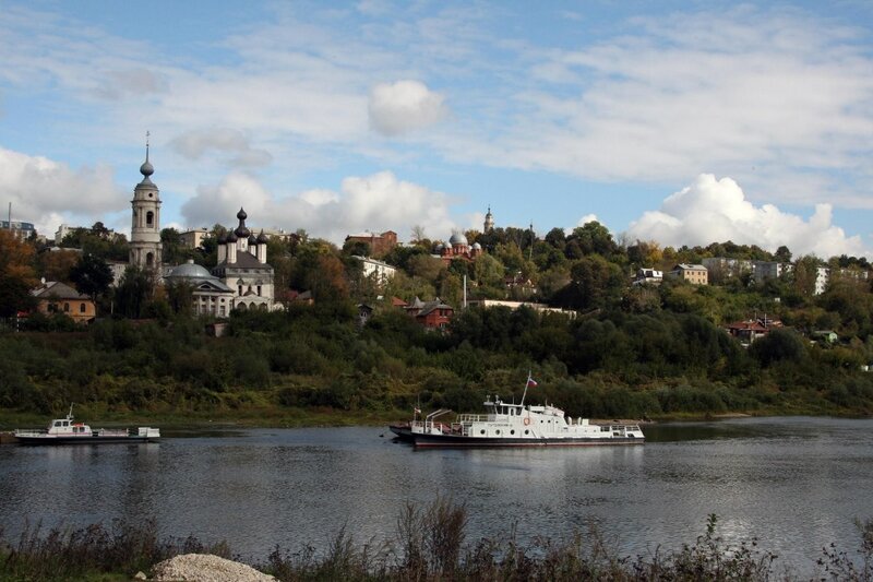 River boats near historic city