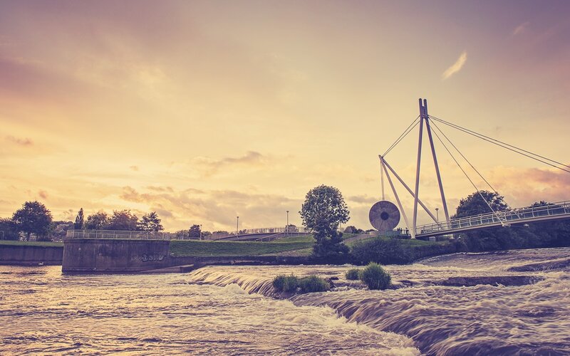 River bridge at sunset