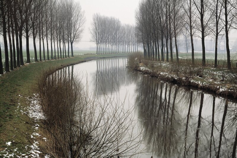 River canal in winter landscape
