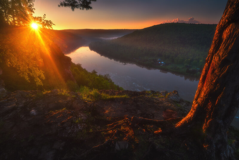 River Canyon at Sunrise — Orange