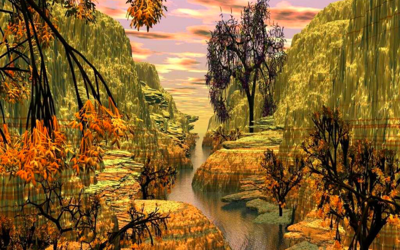 River Canyon at Sunset — Orange, Serene