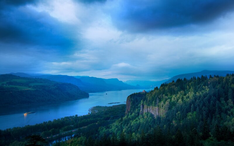 River Canyon Landscape — Blue, Dramatic, Night