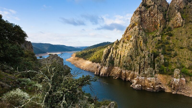 River Canyon Landscape — Blue, Serene, Afternoon, Photograph, Cliffs