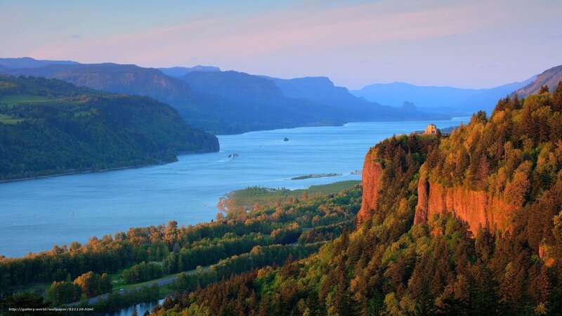 River Canyon Landscape — Blue, Serene, Sunset