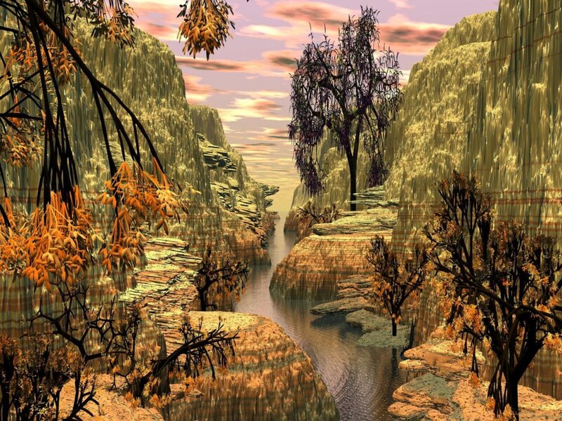 River Canyon Landscape — Orange