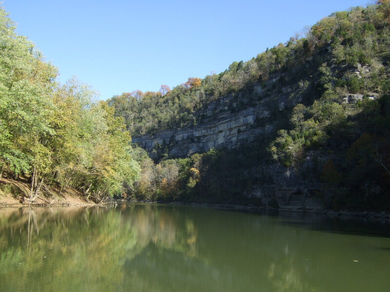 River canyon with cliffs and trees
