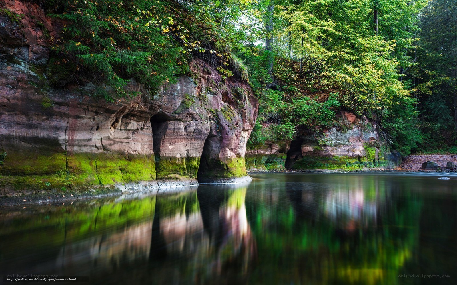 River canyon with green moss