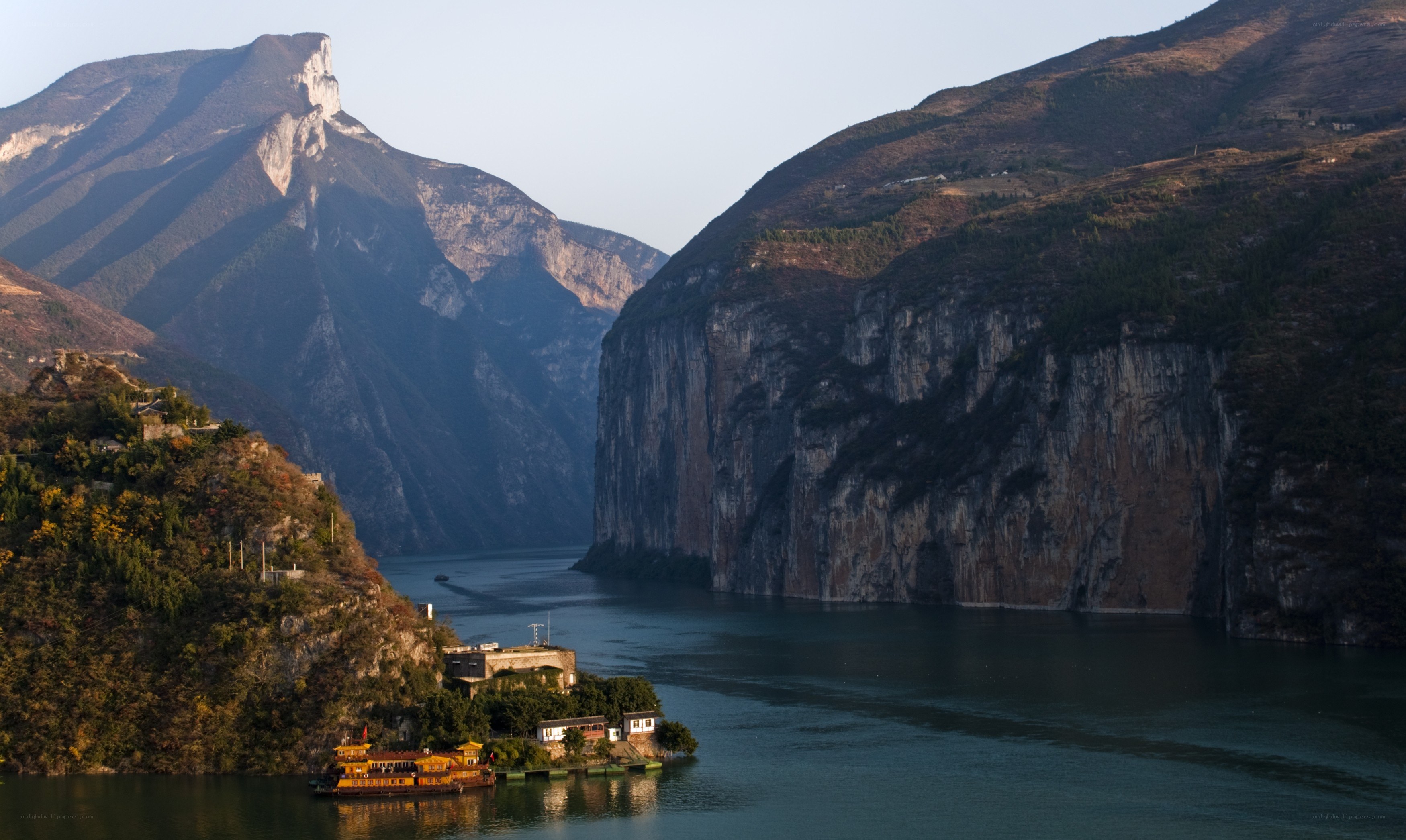 river canyon with mountains