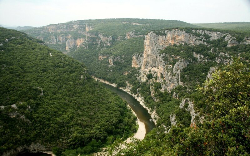 River canyon with steep cliffs
