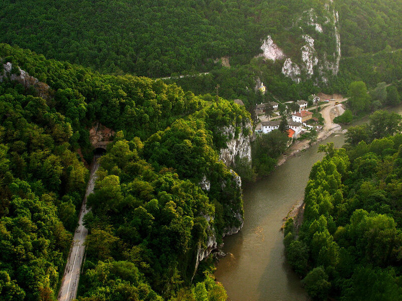 River Canyon with Village