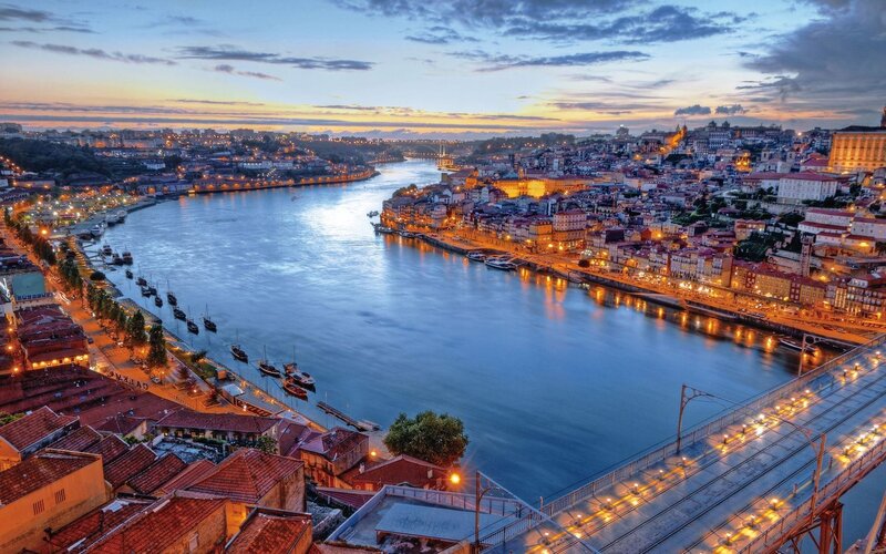River City at Dusk — Blue, Serene
