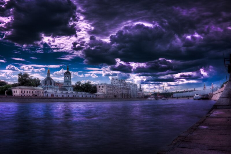 River Cityscape — Purple
