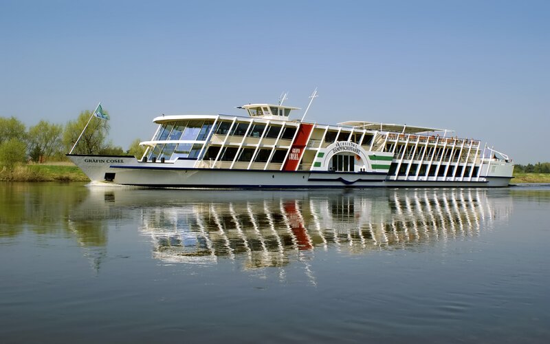 River Cruise Ship — Blue, Serene