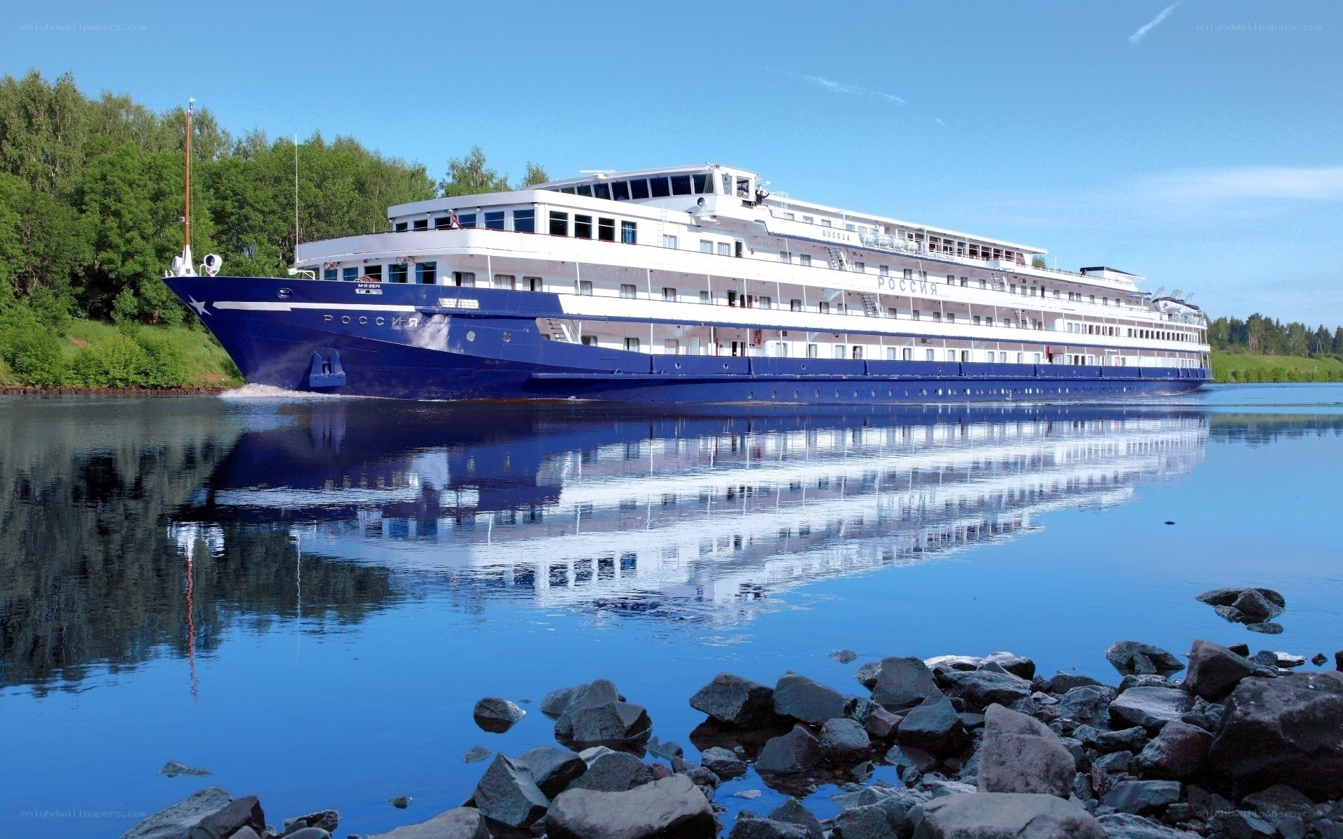 River cruise ship on a calm river