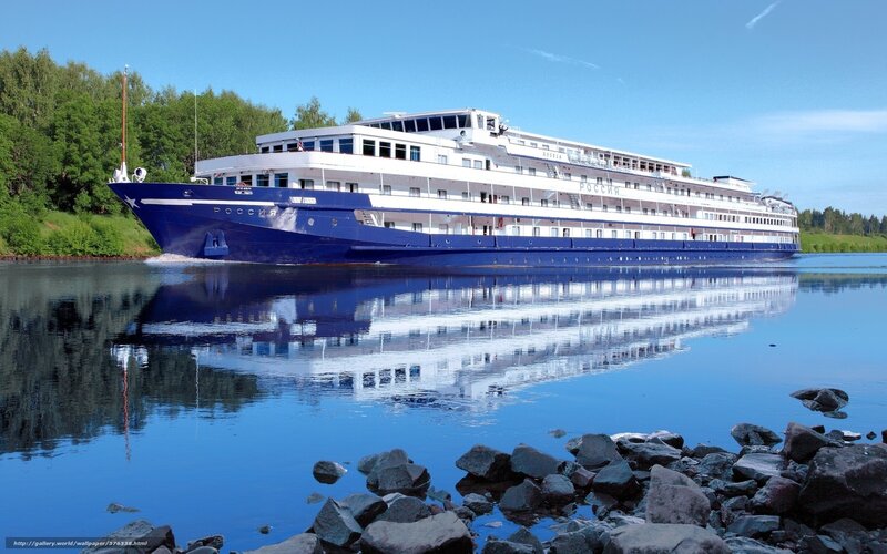 River cruise ship on calm water