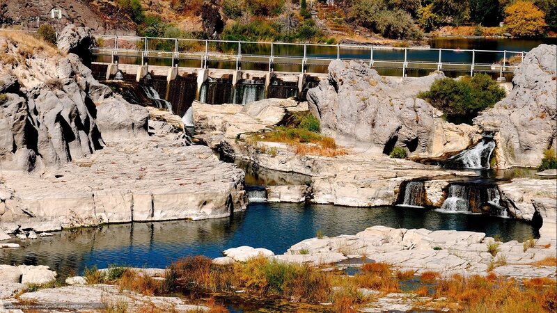 River dam with rocky landscape