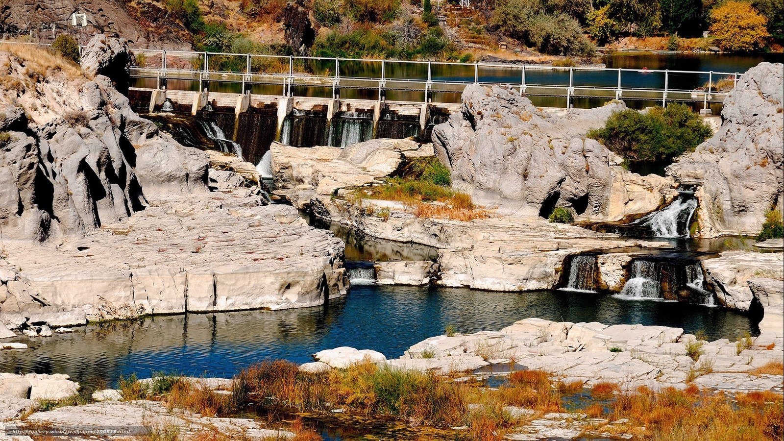 River dam with rocky landscape