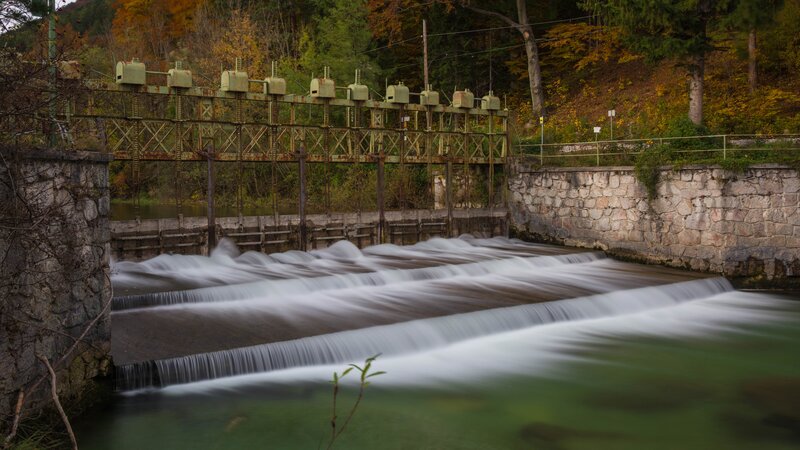 River Dam with Waterfalls — Green