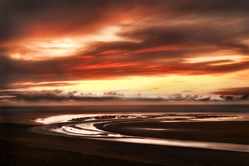 River Delta at Sunset — Orange