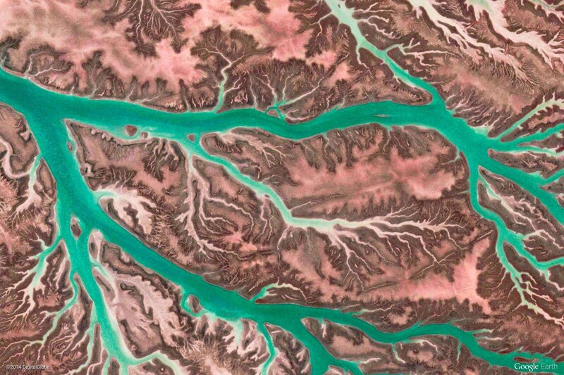 River Delta from Above — Green, Dramatic