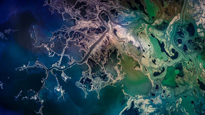 River Delta from Space — Blue, Dramatic