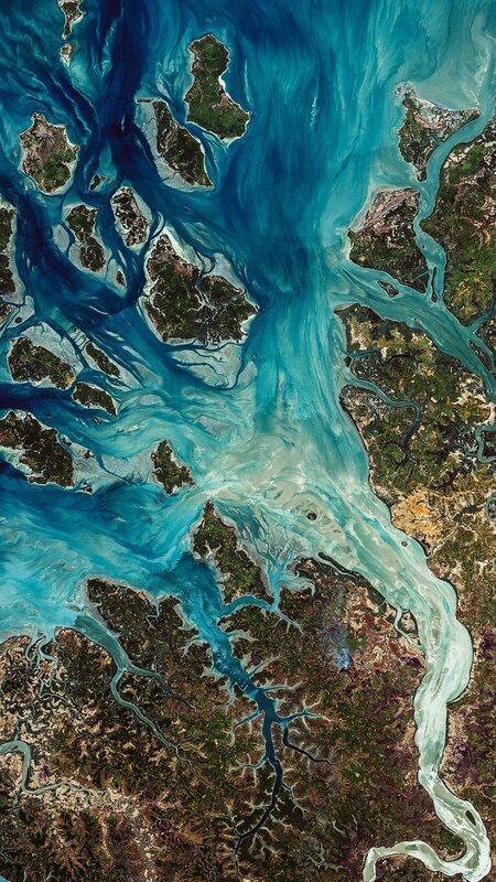River Delta from Space — Blue