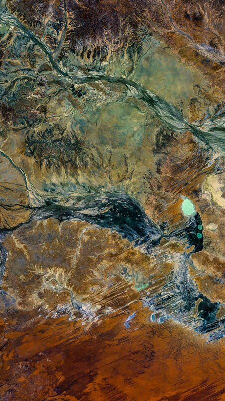 River Delta from Space — Brown, Dramatic, Photograph, Landform