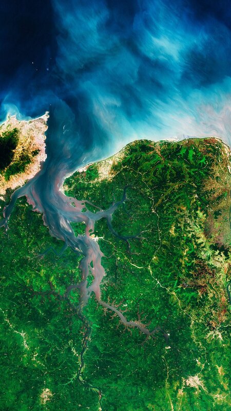 River Delta from Space — Green, Dramatic