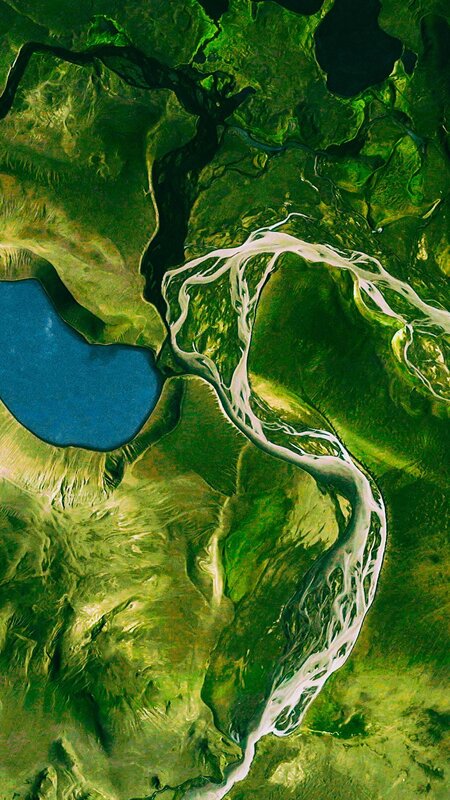 River Delta from Space — Green, Serene