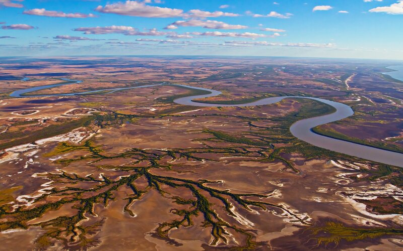 River Delta Landscape — Blue, Serene