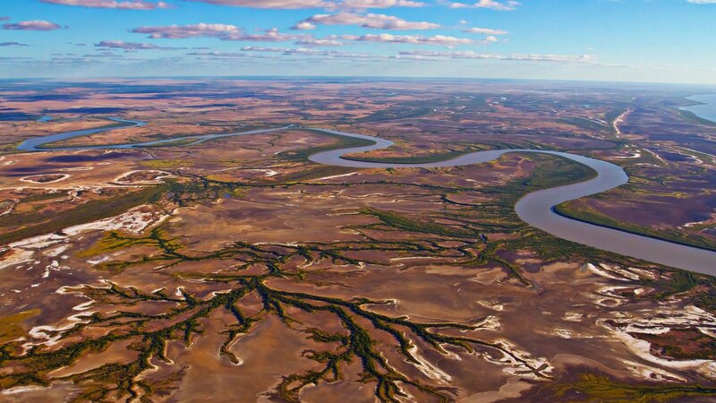 River Delta Landscape — Blue