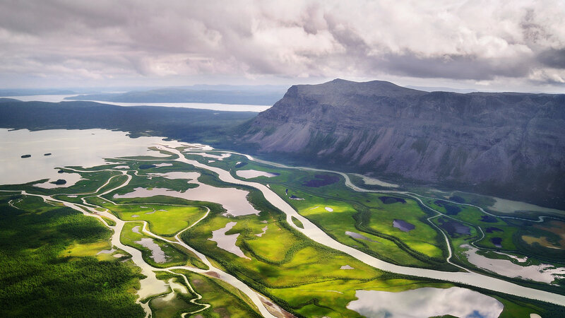 River Delta Landscape — Green, Dramatic, Photograph