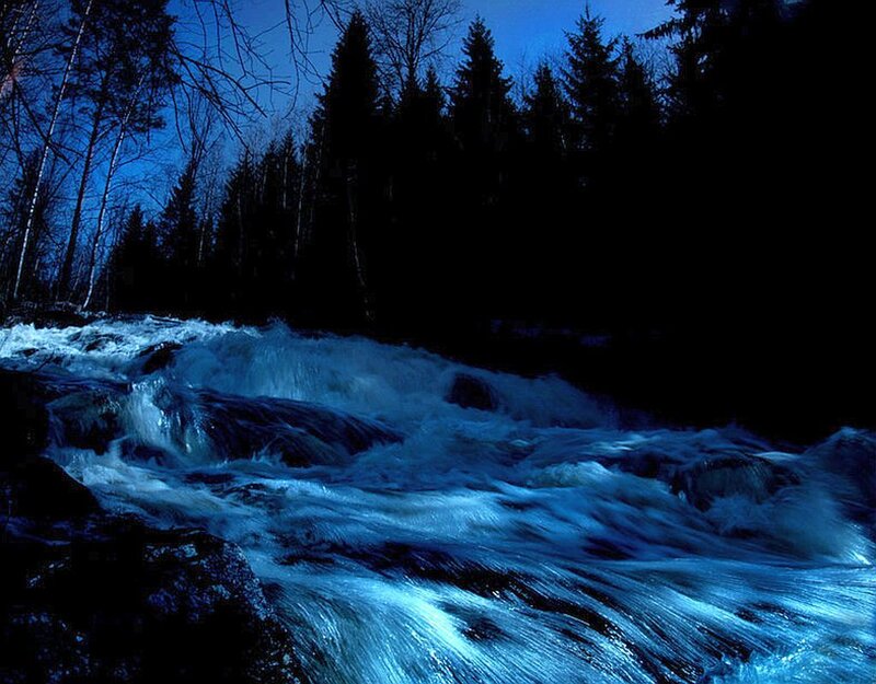 River Flowing at Night