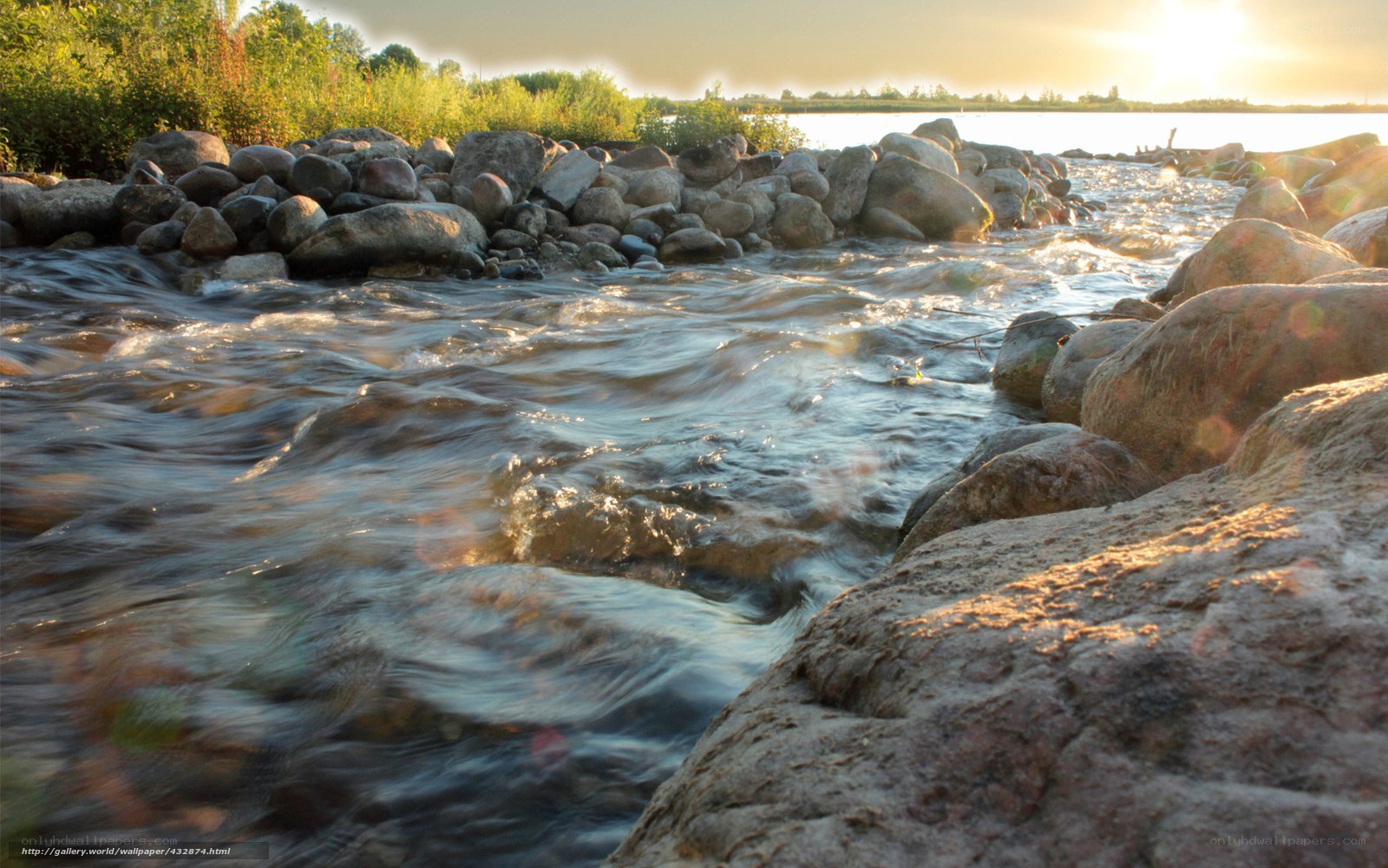 River flowing at sunset
