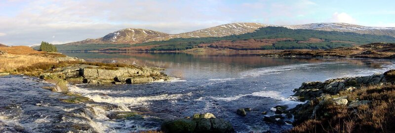 River Flowing into Lake — Blue