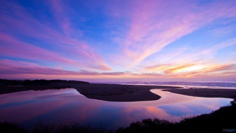 River Flowing into Ocean — Purple