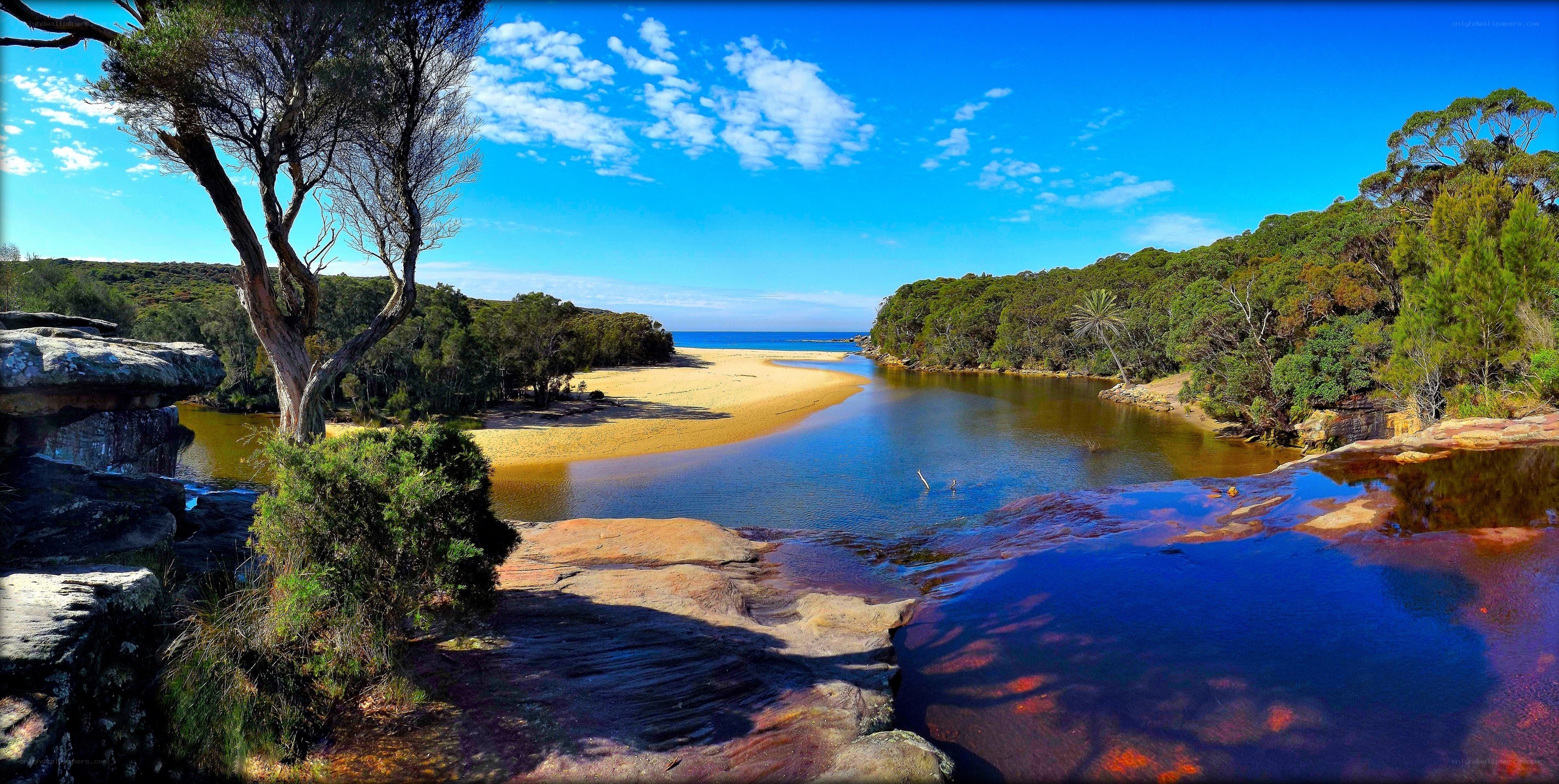River flowing into the ocean