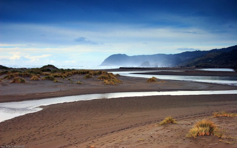 River flowing into the ocean