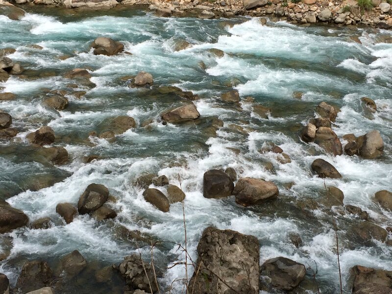 River Flowing over Rocks — Blue, Dynamic, Photograph