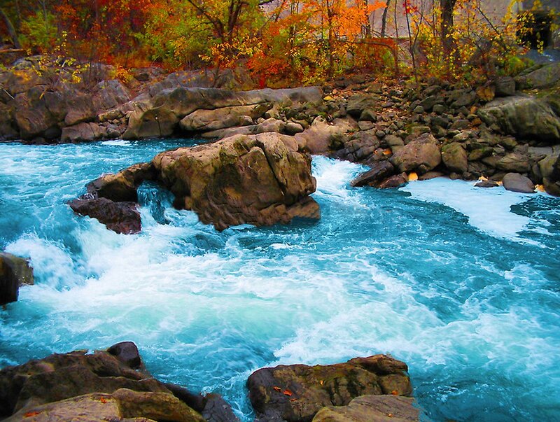 River Flowing over Rocks — Blue, Dynamic