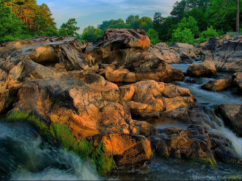 River Flowing over Rocks — Brown, Serene