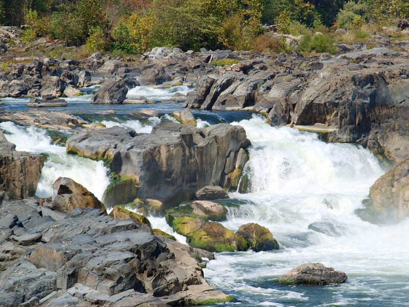 River Flowing over Rocks — Gray, Dynamic, Afternoon, Photograph