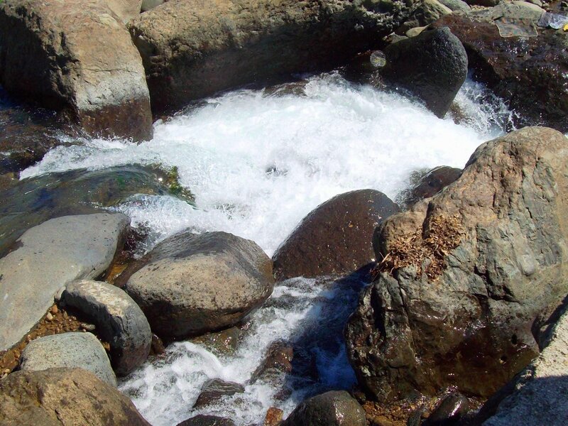 River Flowing over Rocks — Gray, Dynamic, Afternoon, Photograph, Water