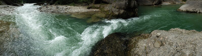 River Flowing over Rocks — Green, Dynamic, Photograph