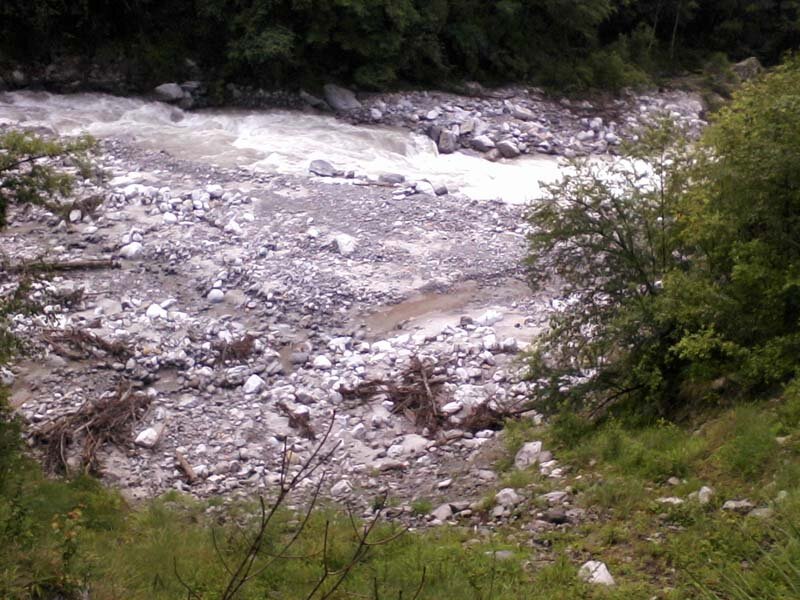 River Flowing over Rocks — Green, Natural, Photograph