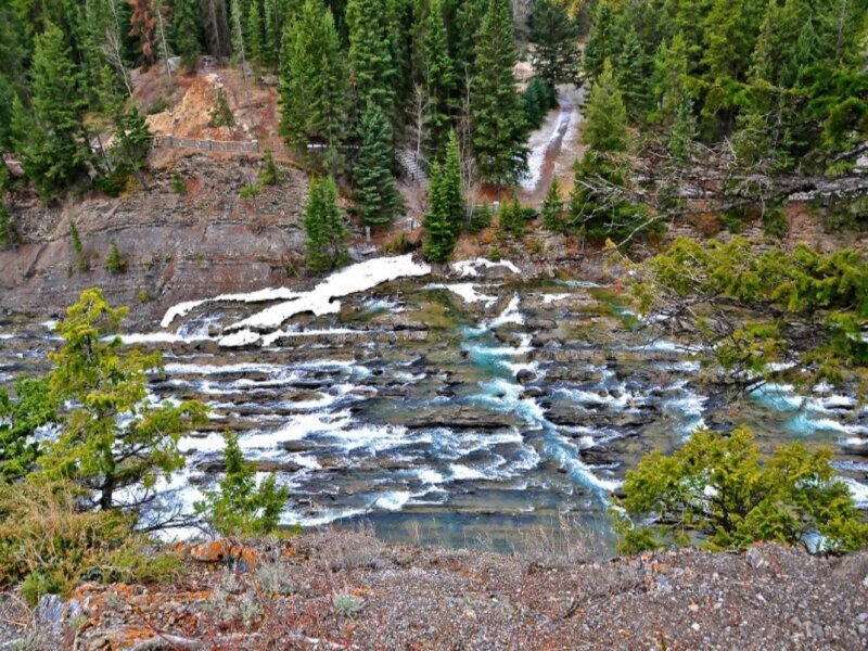 River Flowing over Rocks — Green, Natural, Photograph, Trees
