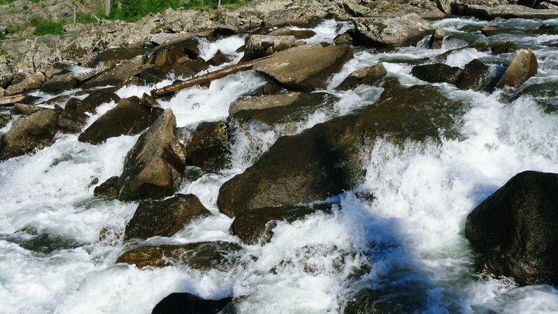 River Flowing over Rocks — White, Dynamic